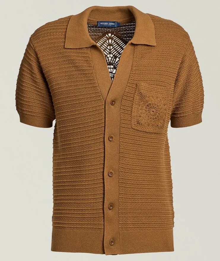 César Crochet Stripe Cardigan