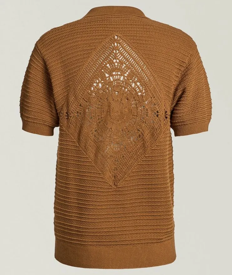 César Crochet Stripe Cardigan