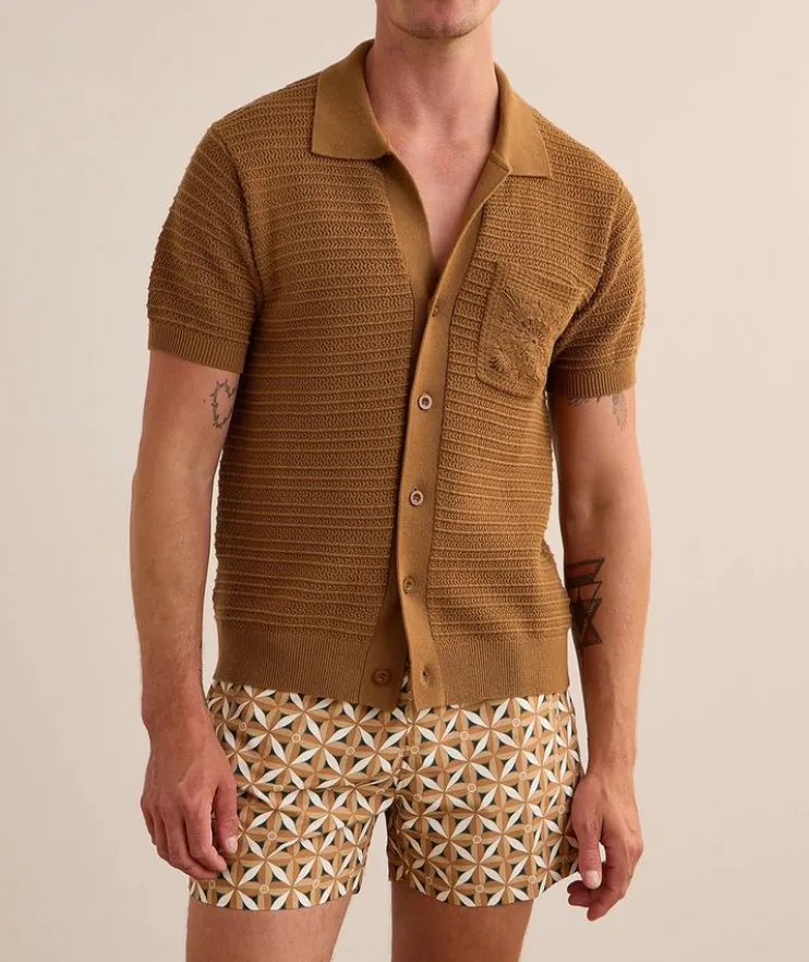 César Crochet Stripe Cardigan