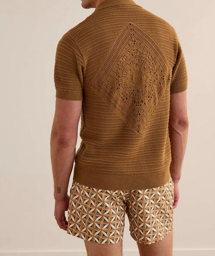 César Crochet Stripe Cardigan