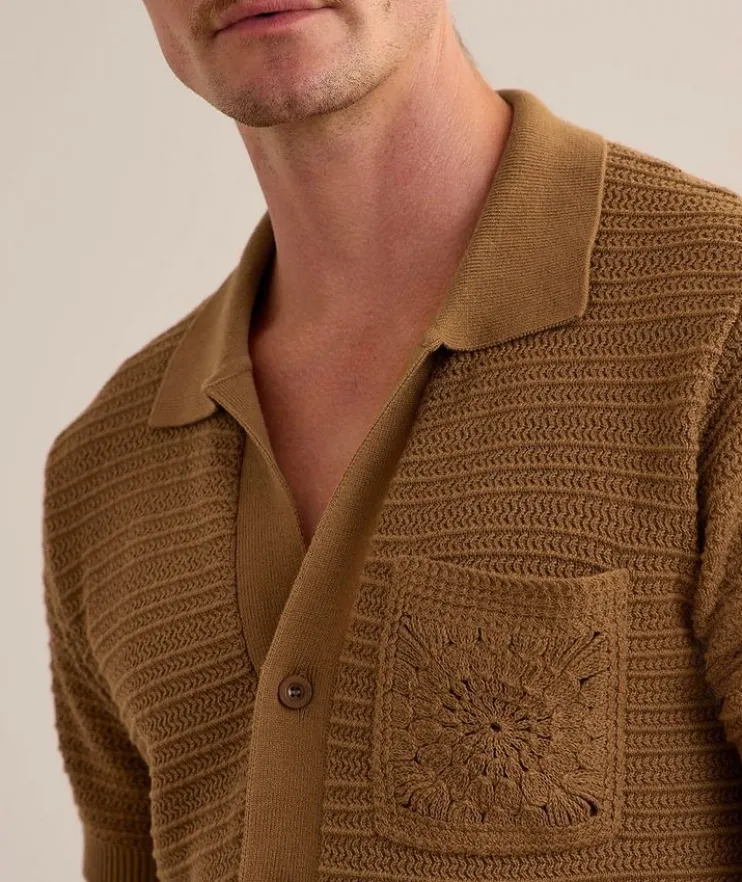 César Crochet Stripe Cardigan