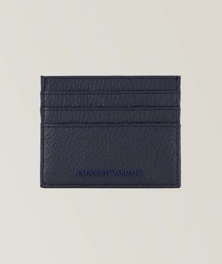 3D Logo Grained Leather Card Holder