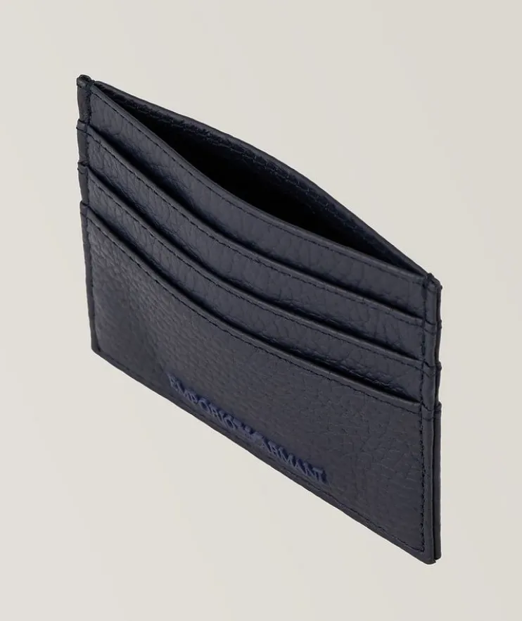 3D Logo Grained Leather Card Holder