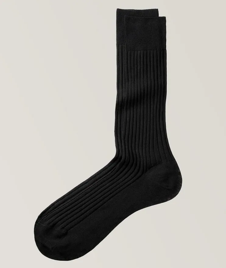 Danvers Ribbed Cotton-Blend Dress Socks