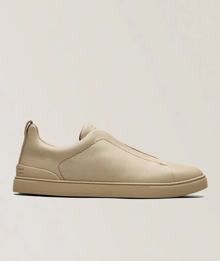 Deerskin Triple Stitch Leather Sneakers