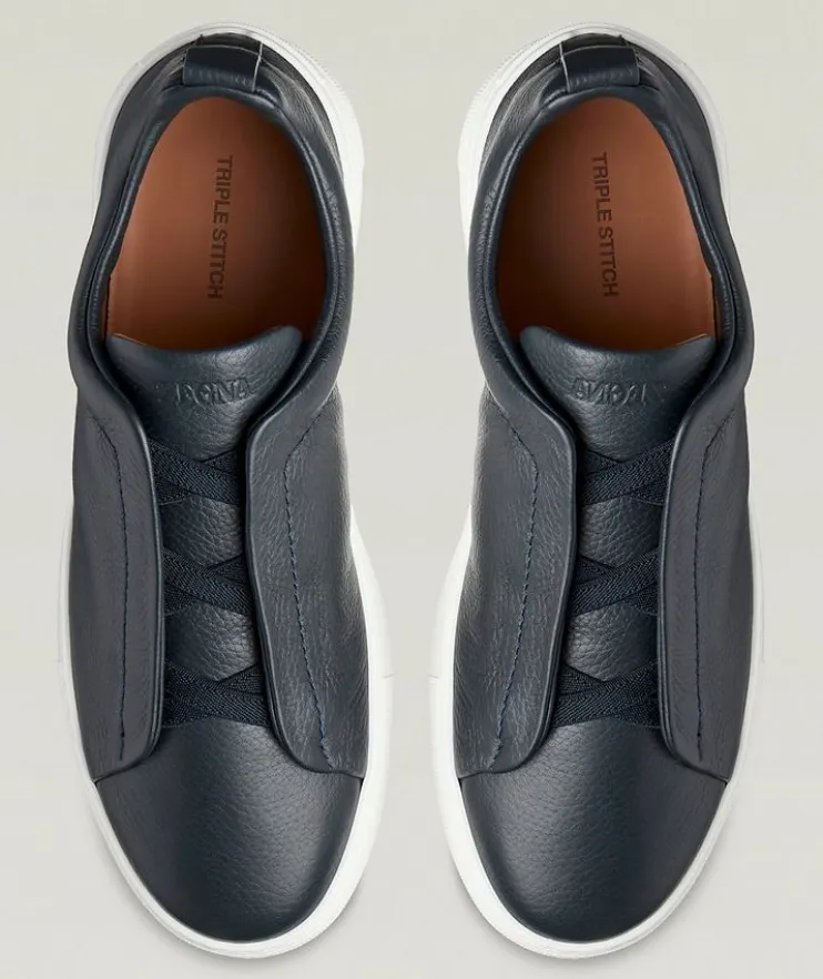 Deerskin Triple Stitch Leather Sneakers