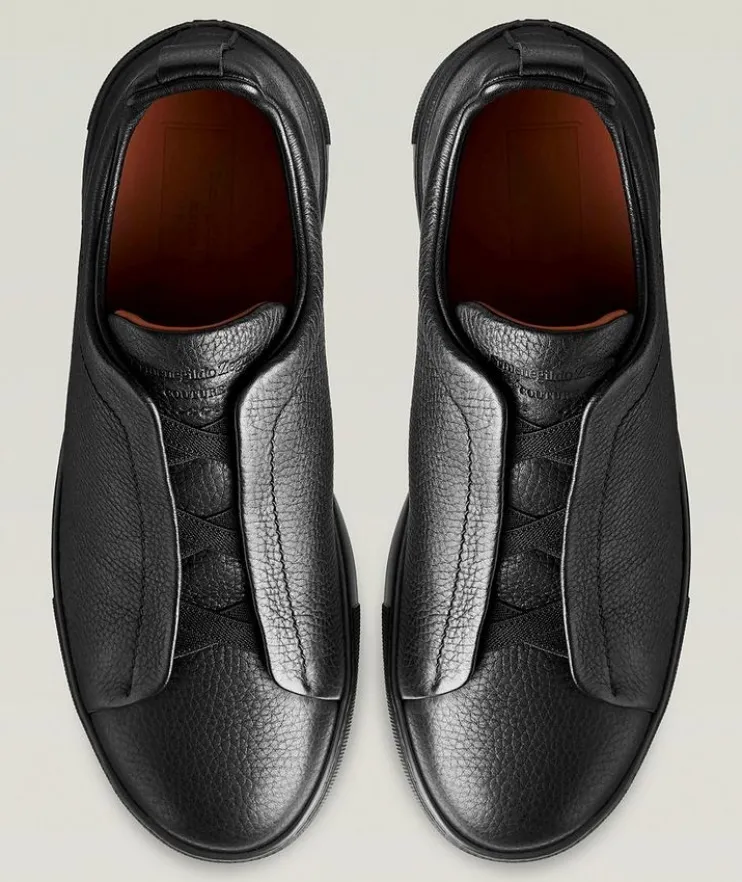 Deerskin Triple Stitch Leather Sneakers