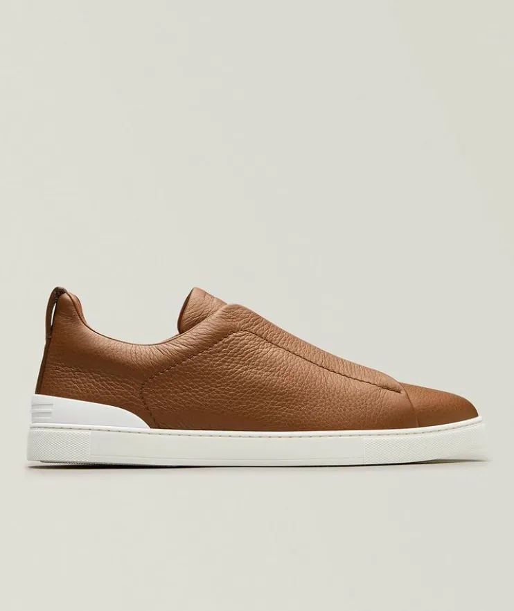 Deerskin Triple Stitch Leather Sneakers