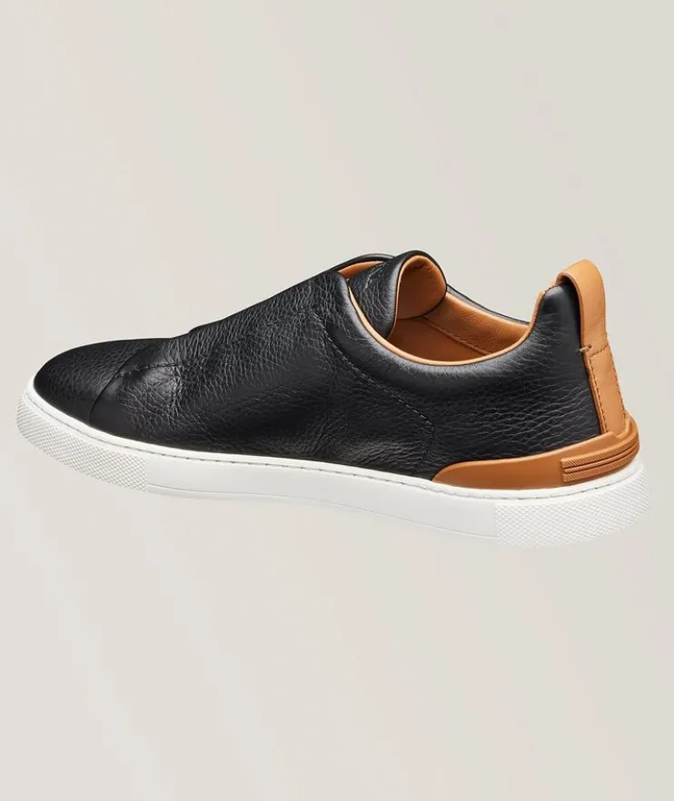 Deerskin Triple Stitch Leather Sneakers
