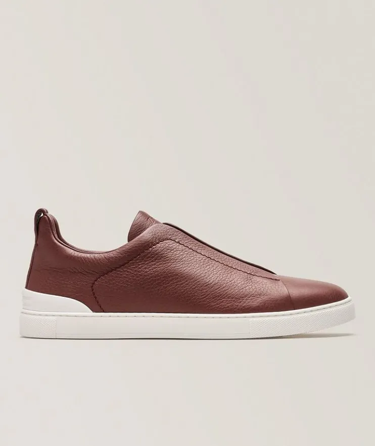 Deerskin Triple Stitch Leather Sneakers