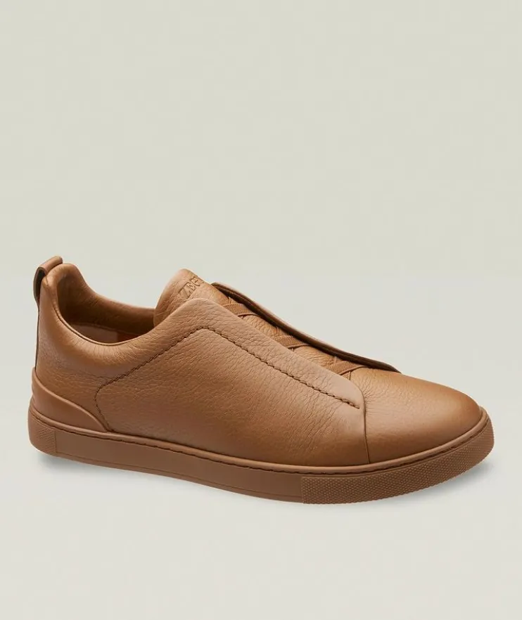 Deerskin Triple Stitch Leather Sneakers