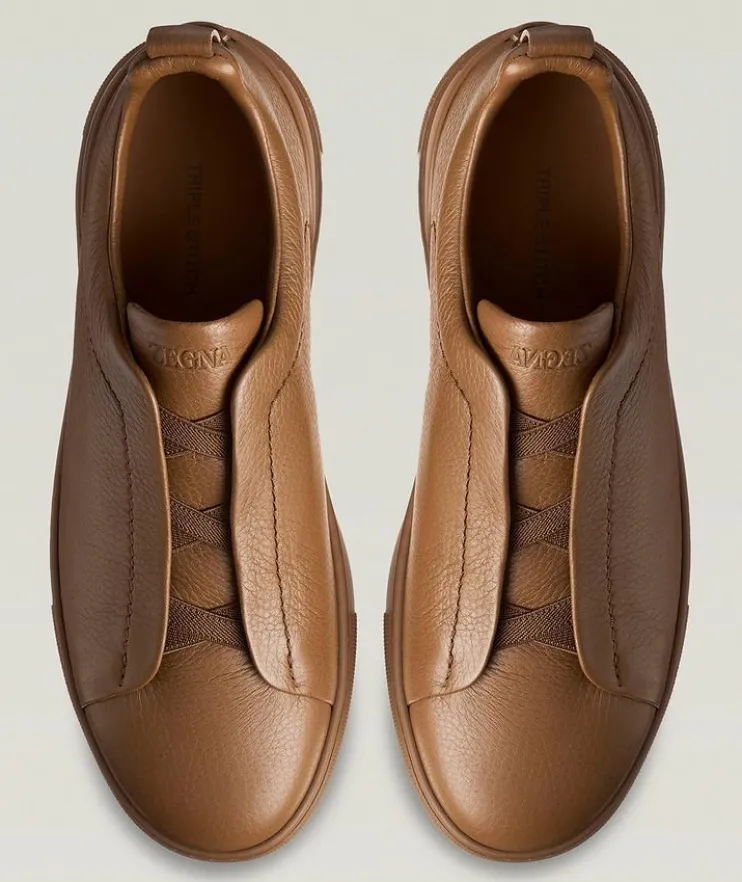 Deerskin Triple Stitch Leather Sneakers