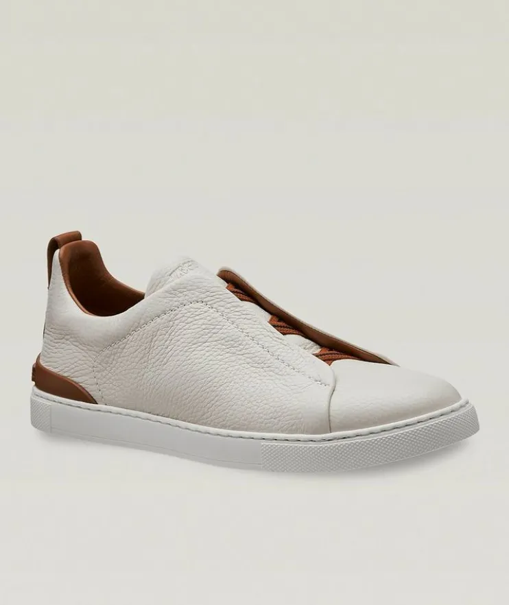 Deerskin Triple Stitch Leather Sneakers