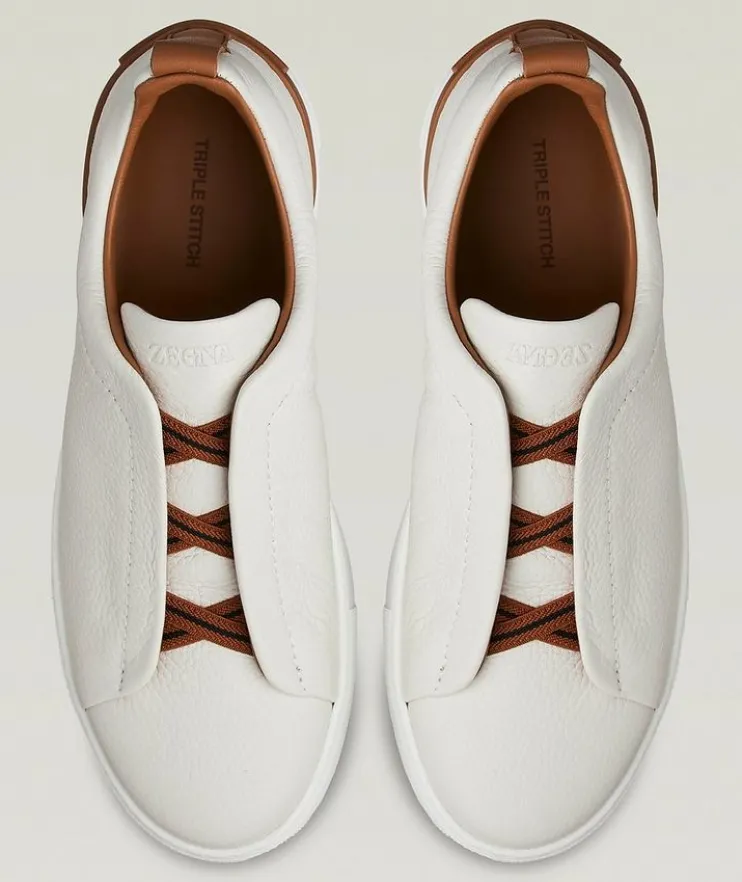 Deerskin Triple Stitch Leather Sneakers