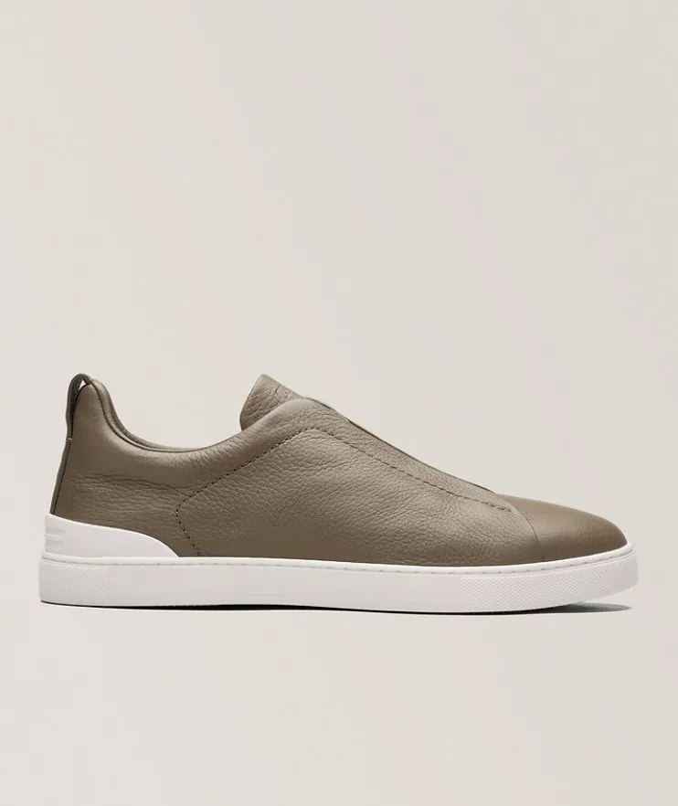Deerskin Triple Stitch Leather Sneakers