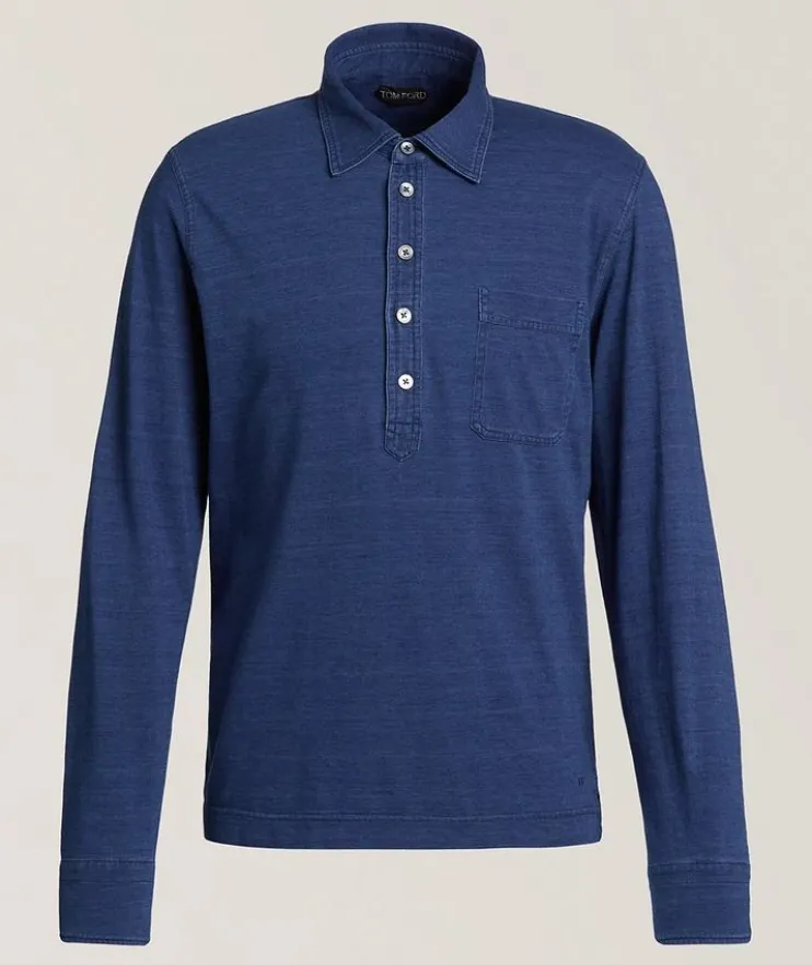 Denim-Wash Cotton Polo