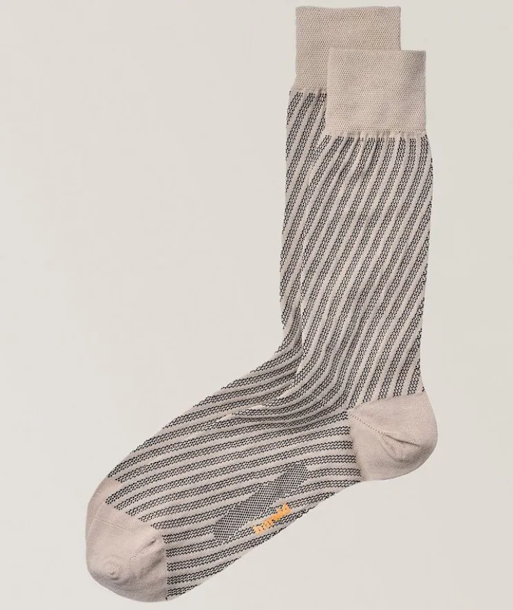 Diagonal Stripe Cotton-Blend Socks
