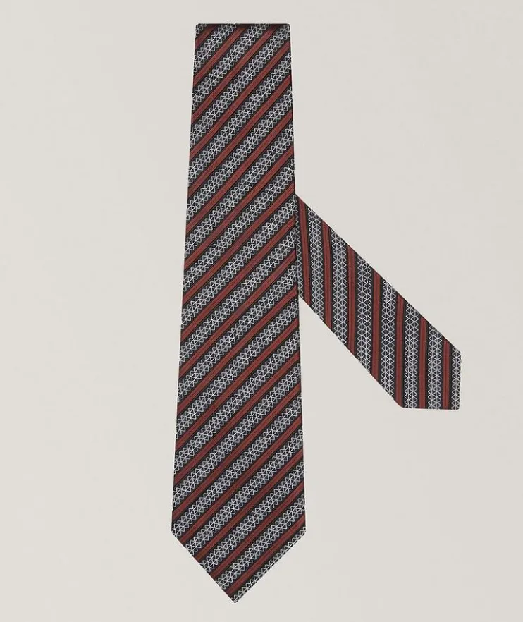 Diagonal Stripe Silk-Cotton Tie