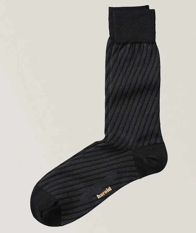 Diagonal Stripe Stretch-Cotton Socks
