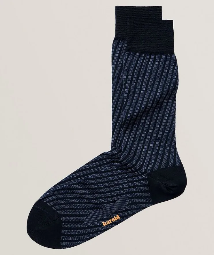 Diagonal Stripe Stretch-Cotton Socks