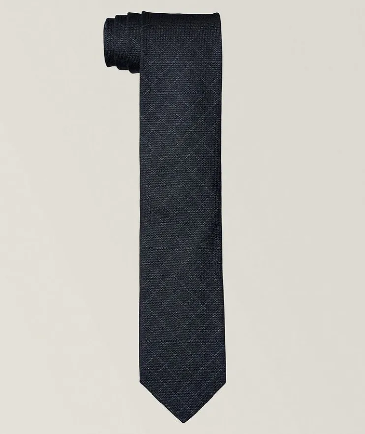 Diamond Checked Silk-Cashmere Tie