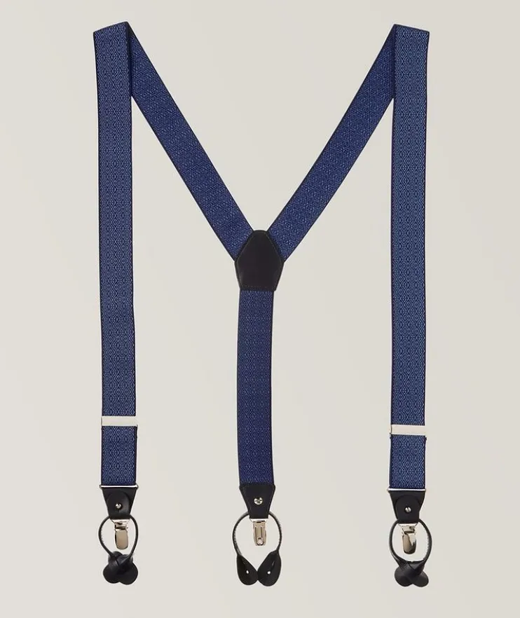 Diamond Jacquard Leather Suspenders