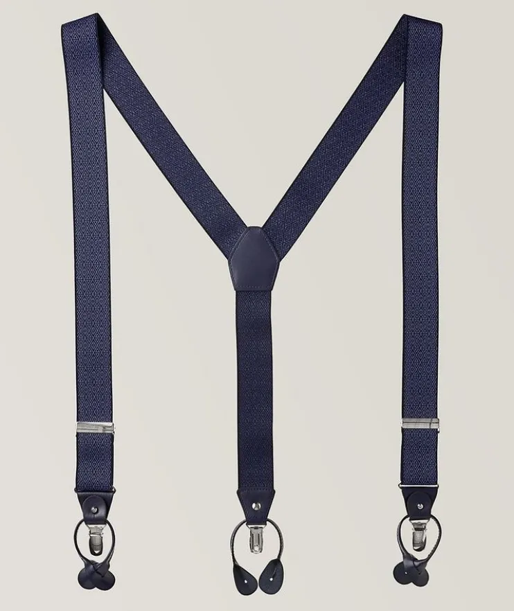Diamond Jacquard Leather Suspenders