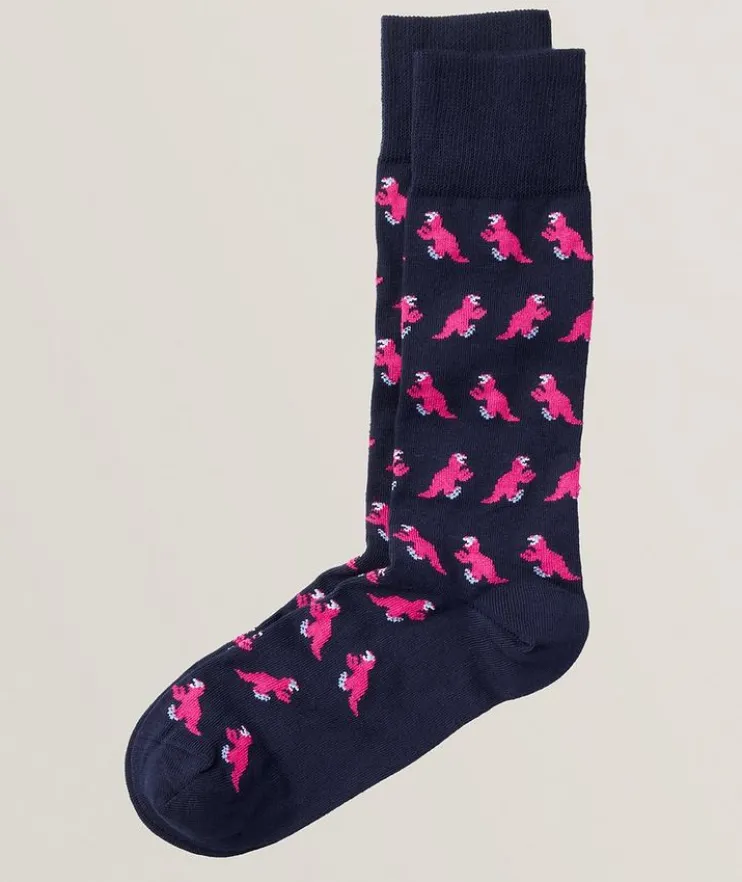 Dinosaur Stretch-Cotton Crew Socks