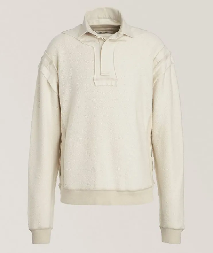 Distressed Effect Appliqué Polo Sweatshirt