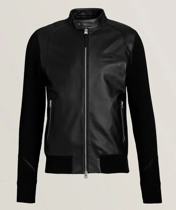 Dominic Genuine Lambskin Leather Hybrid Knit Jacket