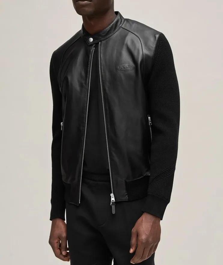 Dominic Genuine Lambskin Leather Hybrid Knit Jacket