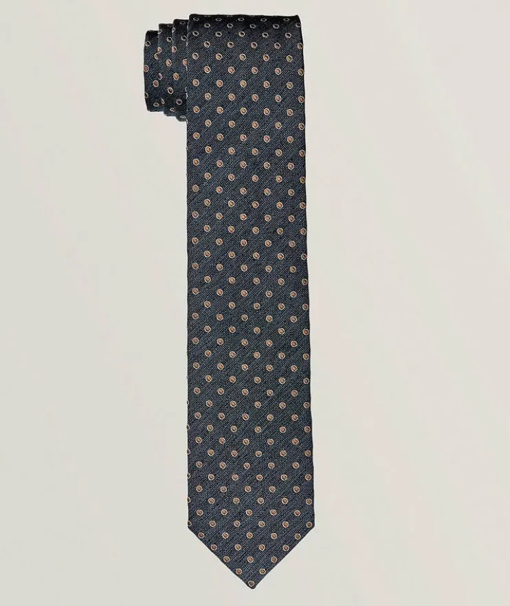 Dot Print Silk-Cotton Tie