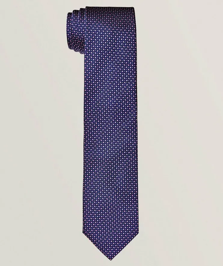 Dot Print Silk-Cotton Tie