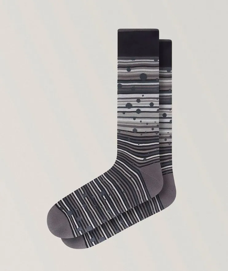 Dotted Stripe Stretch-Cotton Socks