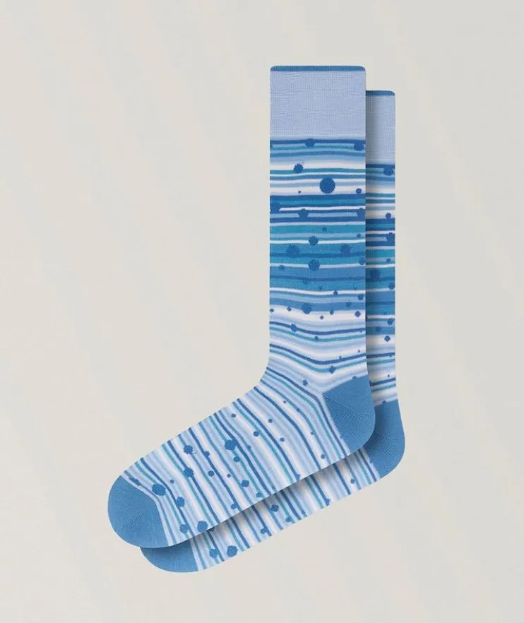 Dotted Stripe Stretch-Cotton Socks