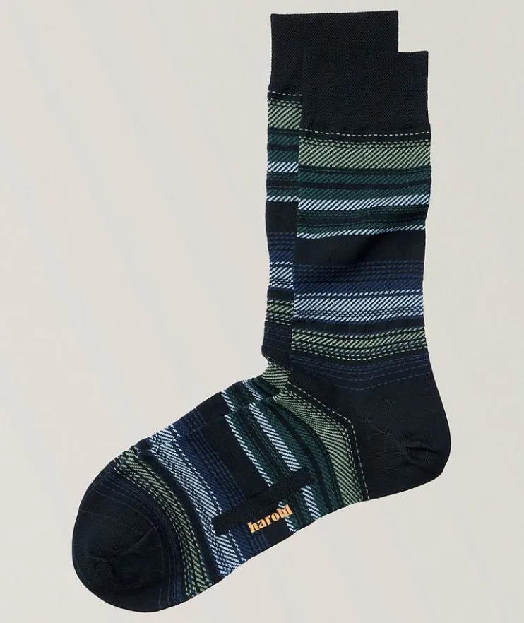 Dotted Stripes Stretch-Cotton Socks