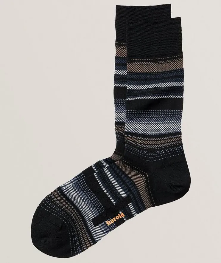 Dotted-Stripes Cotton-Stretch Socks