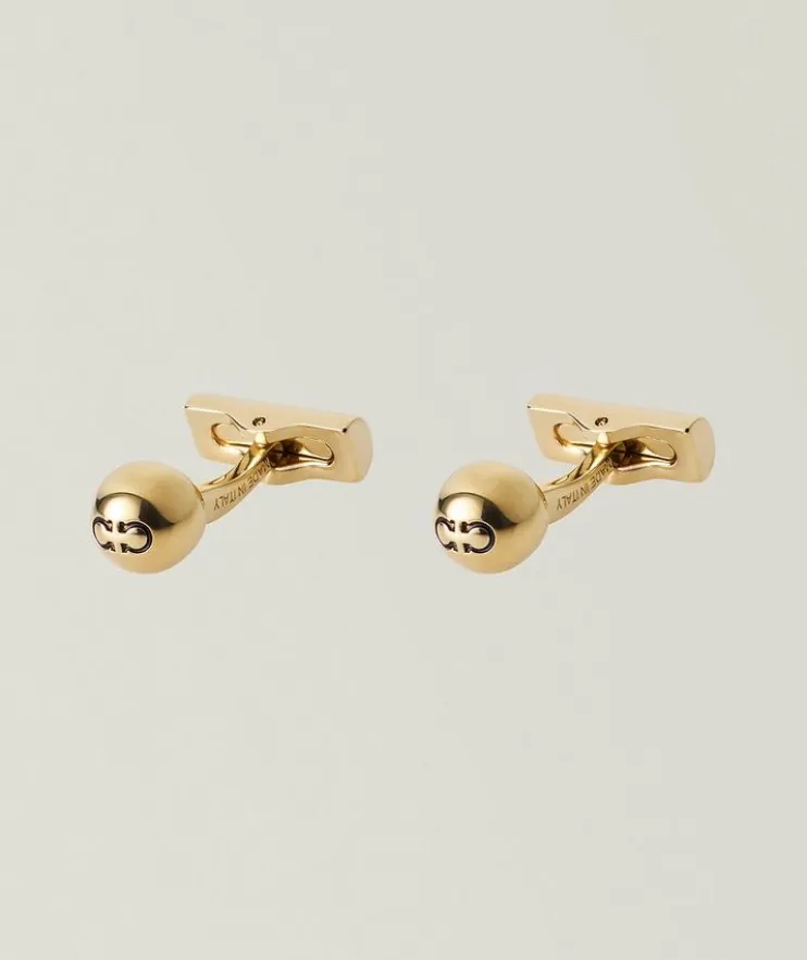 Double Gancini Engraved Stud Cufflinks