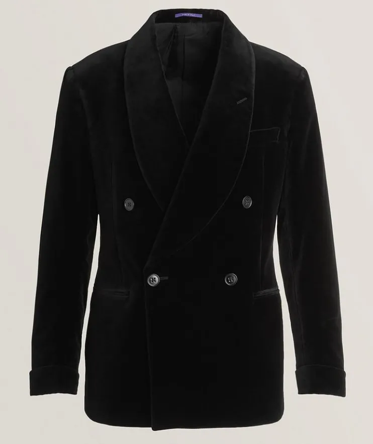 Double-Breasted Velvet Cocktail Jacket