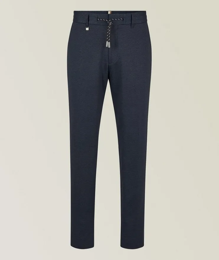 Drawstring Seersucker Stretch-Cotton Trousers