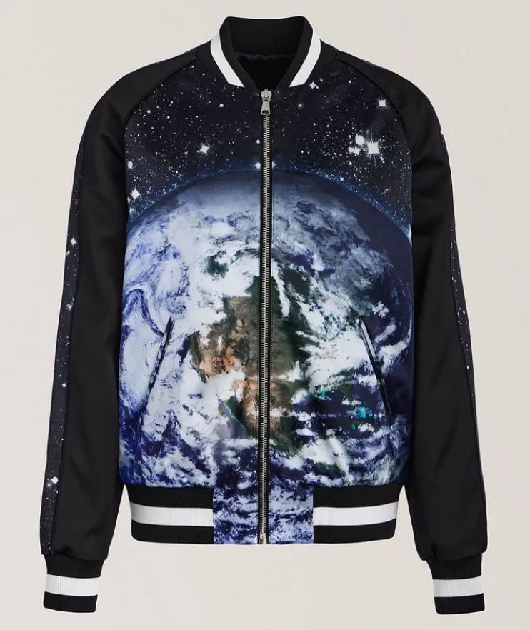 Earth & Stars Print Bomber Jacket