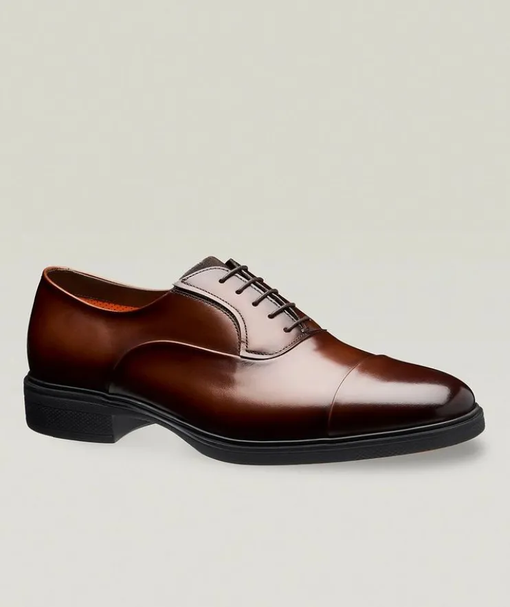 Easy Burnished Leather Cap-Toe Oxfords