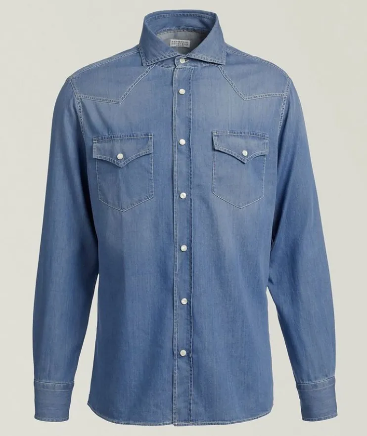 Easy-Fit Cotton Denim Western Shirt
