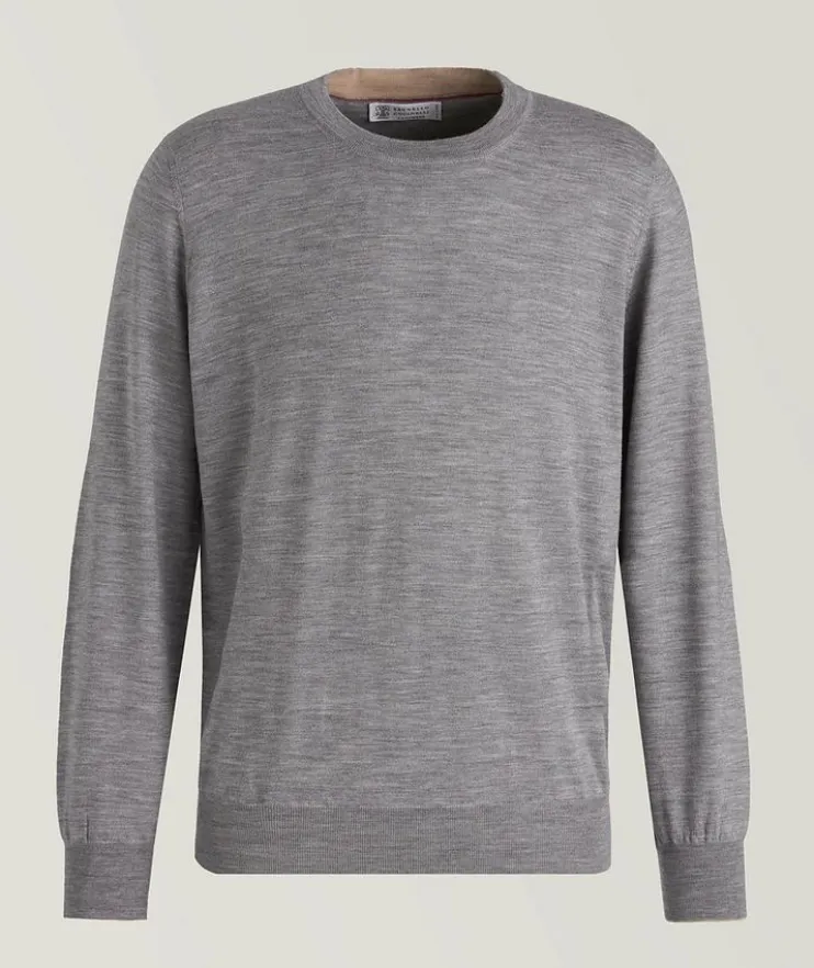 Elbow Patch Wool-Cashmere Crewneck Sweater