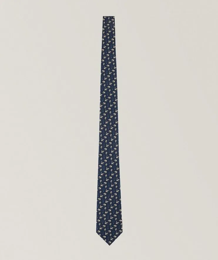 Elephant Print Silk Tie