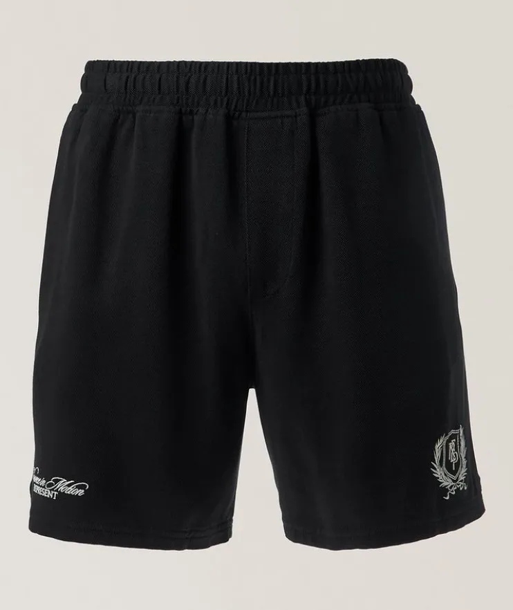 Embroidered Crest Tencel-Cotton Shorts