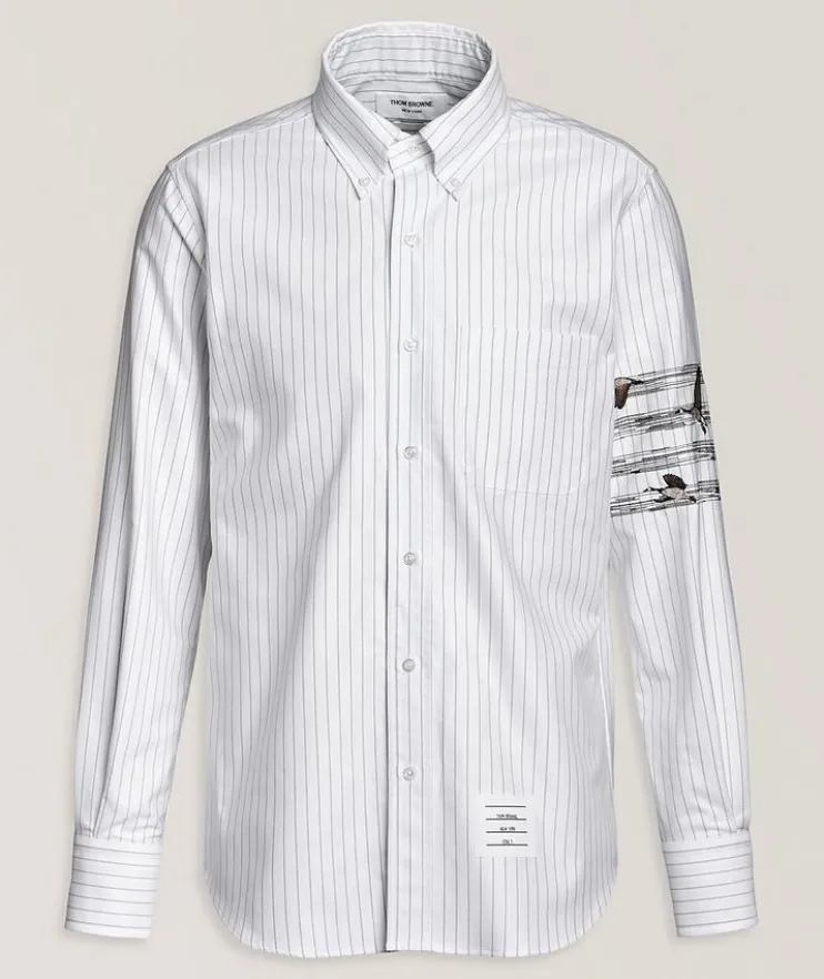 Embroidered Geese 4-Bar Cotton Shirt