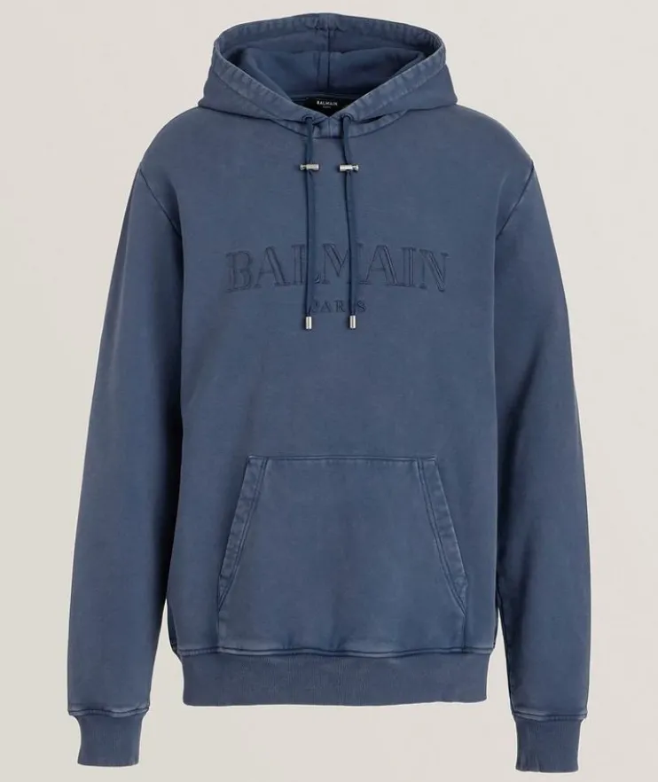 Embroidered Logo Cotton Hooded Sweater