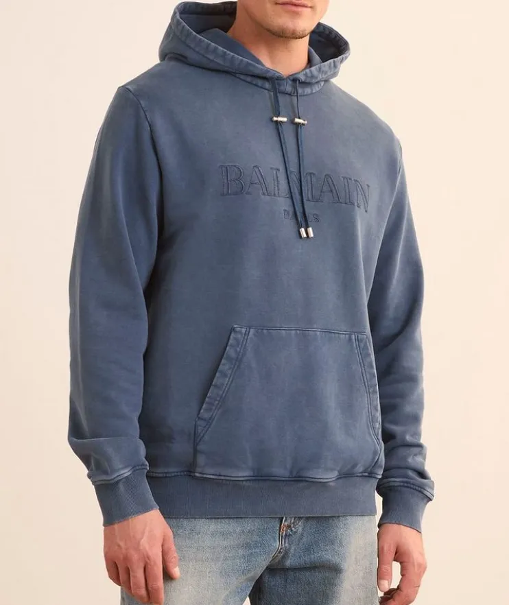 Embroidered Logo Cotton Hooded Sweater