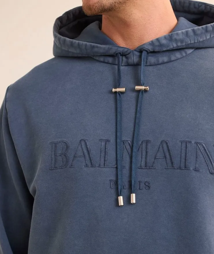 Embroidered Logo Cotton Hooded Sweater